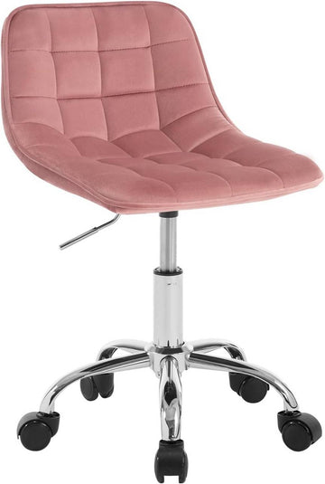 Ergonomische bureaustoel met wielen, roze fluweel | Roze | 43x50x60-67,5 cm