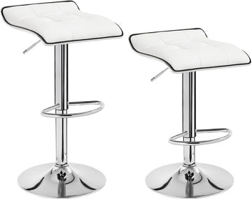Set van 2 verstelbare barstoelen van kunstleer | Wit | 38x40x64-86 cm