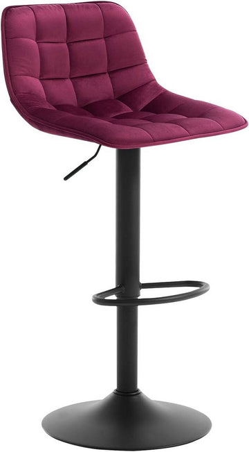 Barstoel met rugleuning van fluweel en metaal | Bordeaux | 42,5x35x82,5-104 cm