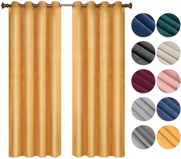 Verduisteringsgordijnen met ringen 2 stuks | Mosterd | 140x225 cm