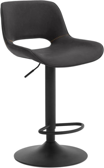 Verstelbare barkruk met rugleuning en voetsteun | Anthraciet | 49x49x84-106,5 cm