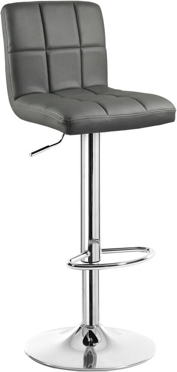 Barstoel met rugleuning en voetsteun | Wit, grijs, zwart | 44x38x92-114 cm