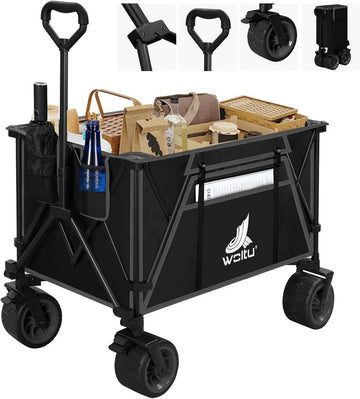 Opvouwbare bolderkar met remmen 240 l 120 kg | Zwart + Grijs | 106x54x105 cm