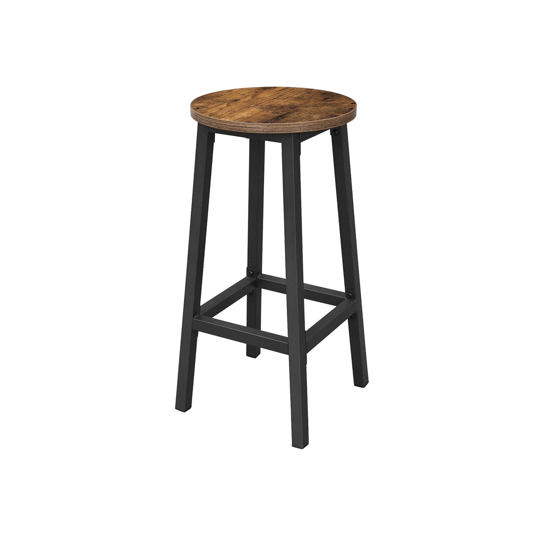 Vintage barstolar brun-svart set om 2, trä sits, stålram, 32 x 65 cm, 150 kg