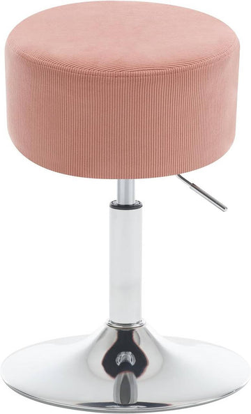 Ronde barstoel, verstelbaar en draaibaar, ribstof | Roze | 35,5x35,5x44-56 cm