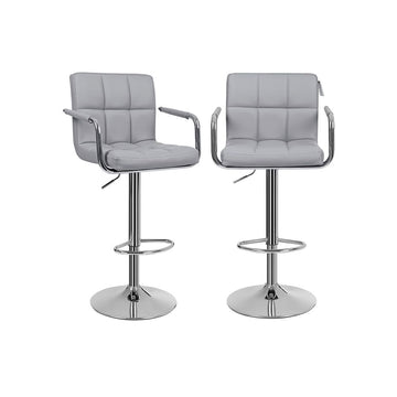 Set van 2 verstelbare barkrukken met armleuningen, grijs, 44,5 x (95-115) x 38 cm