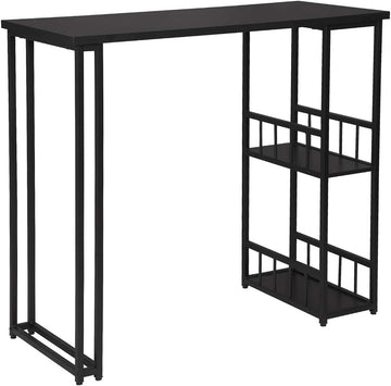 Bartafel met 2 legplanken, metalen frame en MDF | Zwart | 120x50x105 cm