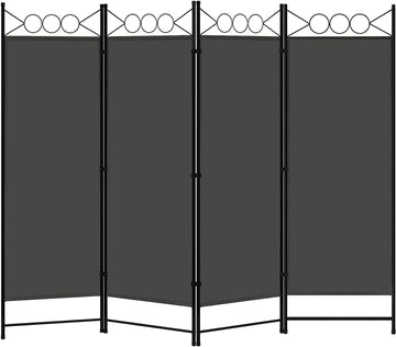 Vouwbaar kamerscherm en ruimteverdeler vrijstaand | Donkergrijs | 223x172 cm