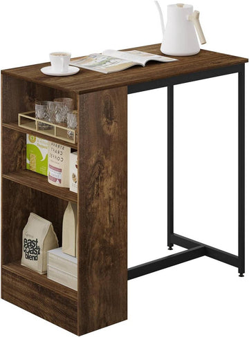 Bartafel met 3 legplanken | Vintagebruin + zwart | 91x49x91 cm