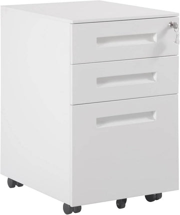 Metalen rolcontainer met 3 laden voorgemonteerd | Wit | 45x39x60 cm