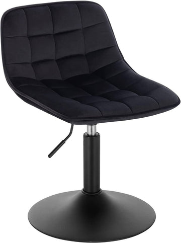 Draaibare schminkkruk en barstoel van fluweel | Zwart | 35x42,5x60,5-72 cm