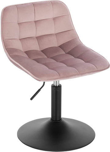 Verstelbare barkruk met rugleuning van fluweel | Roze | 35x42,5x60,5-72 cm