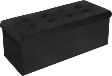 Opvouwbare zitbank met opbergruimte | Zwart | 110x37,5x38 cm