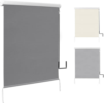 Verticale balkonmarkies met handkurbel | Donkergrijs | 100x140 cm