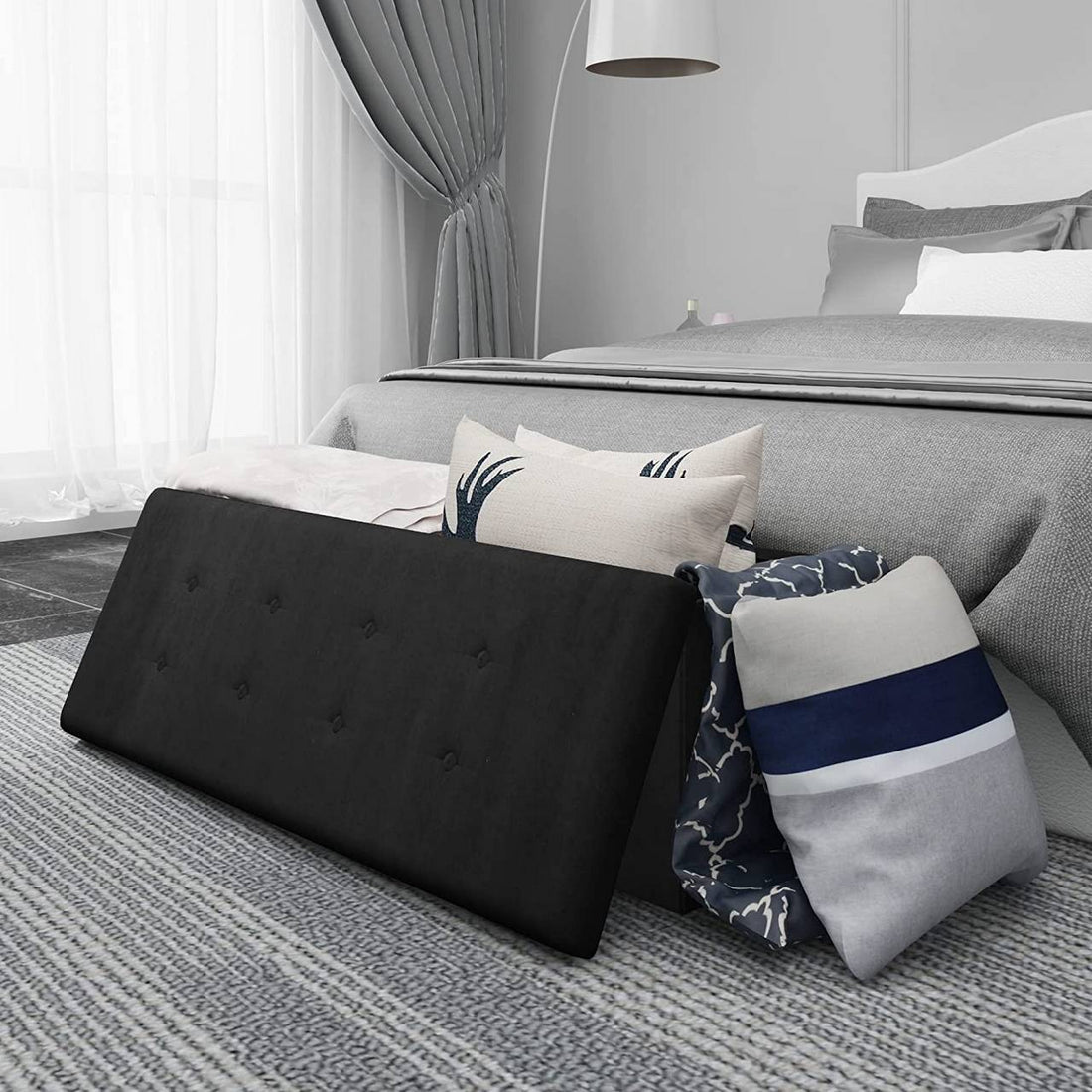 Opvouwbare zitbank met opbergruimte | Zwart | 110x37,5x38 cm