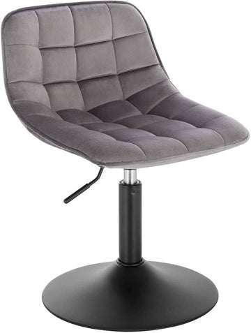Make-upkruk met rugleuning en 360 graden draaibare zitting | Donkergrijs | 35x42,5x60,5-72 cm