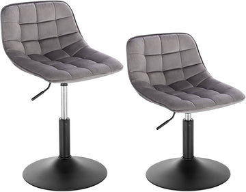 Set van 2 draaibare fluwelen barkrukken | Donkergrijs | 35x42,5x60,5-72 cm