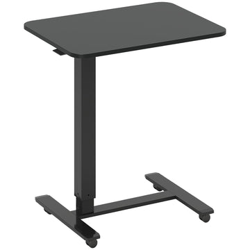 In hoogte verstelbaar bureau op wielen - C-vorm | Kleur: Zwart | Afmetingen: 48x65x70-110 cm