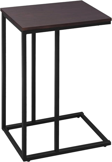 Bijzettafel met metalen frame en houten blad | Donker beuken | 45x25x63,6 cm