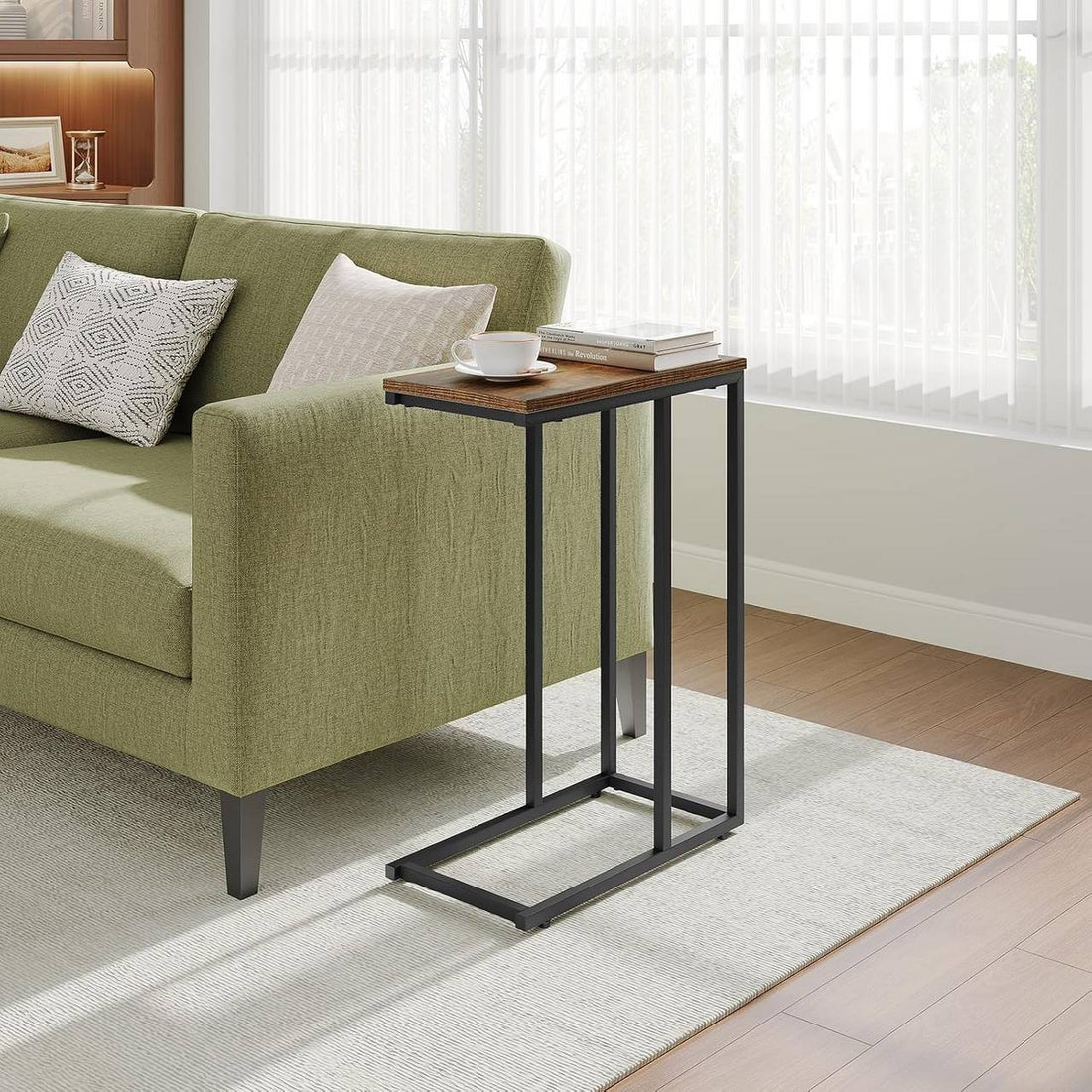 Beistelltisch Couchtisch Nachttisch Metall Holz Rustikal | Braun | 45x25x63,6 cm