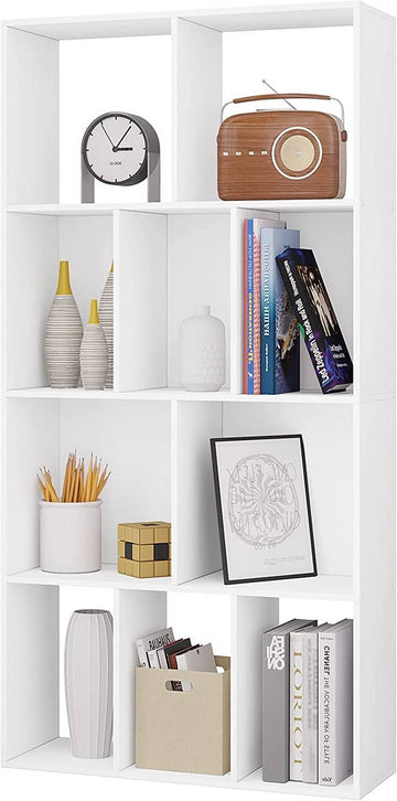 Boekenkast met 4 niveaus en 10 vakken | Wit | 60x20x120 cm