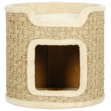 Kattentoren met Krabpaal en Pluche Ligplateau | Kleur: Bruin | Afmetingen: 38x38x37 cm