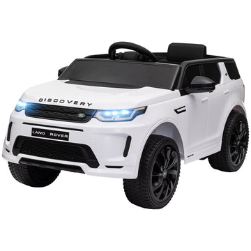 12V elektrische kinderauto Land Rover Discovery Sport | Kleur: Wit en zwart | Afmetingen: 65.5x106x51 cm