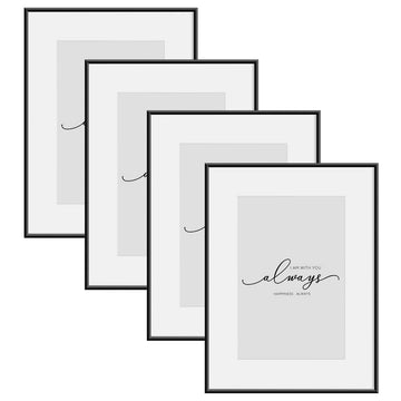 4-delige set fotolijsten aluminium met plexiglas 13x18 cm | Zwart