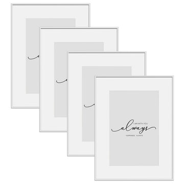 Set van 4 aluminium fotolijsten met plexiglas A4 | Zilver | 21x29,7 cm