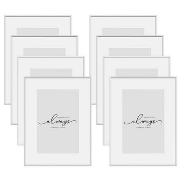 8-delige set fotolijsten aluminium mat met plexiglas 10x15 cm | Zilver