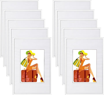 10-delige fotolijstset met passe-partout | Wit | 21x29,7 cm