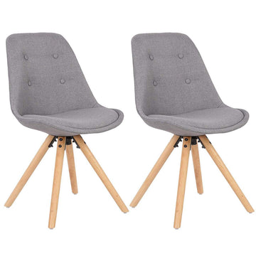 Set van 2 eetkamerstoelen met linnen zitting en houten frame | Donkergrijs, grijs | 43x39x83 cm