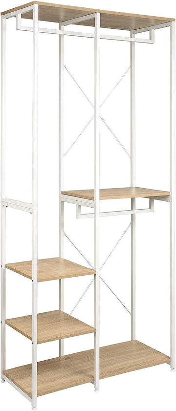 Kledingrek met legplanken en kledingstangen | 90x40x204,5 cm