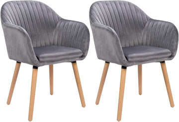 Set van 2 eetkamerstoelen van fluweel | Donkergrijs | 40x40x81 cm