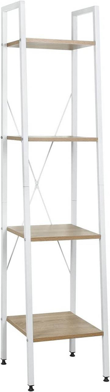 Keukenrek met 4 planken | Wit en licht eiken | 34x35x148 cm