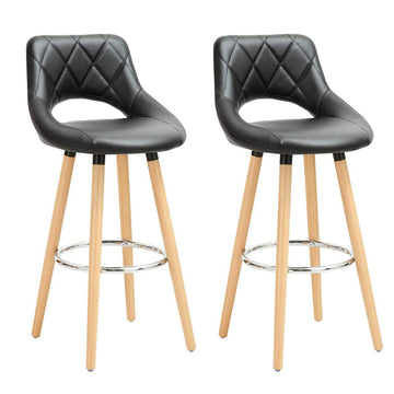 Set van 2 barhockers met rugleuning en voetsteun | Zwart | 43x43x91 cm