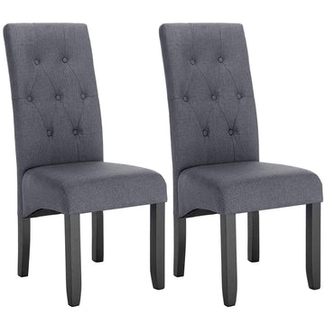 Set van 2 eetkamerstoelen met hoge rugleuning | Donkergrijs | 47x42x107 cm