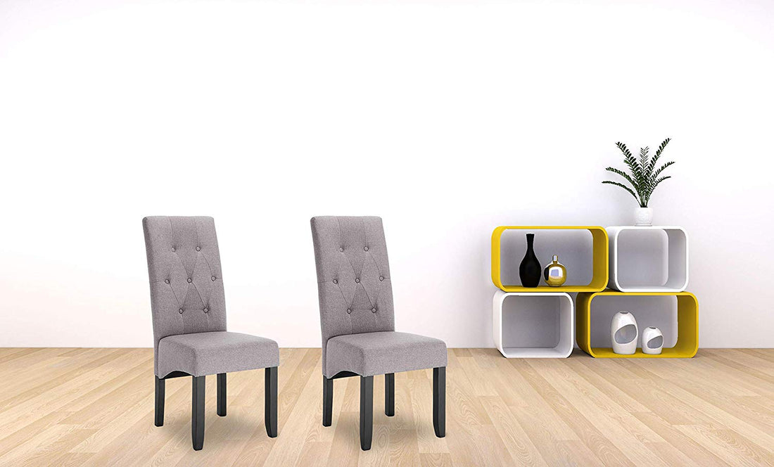 Set van 2 eetkamerstoelen met hoge rugleuning lichtgrijs | 47x42x107 cm