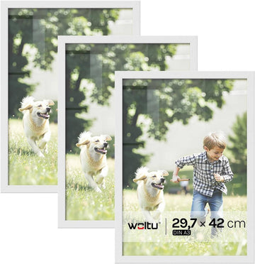 3-delige fotolijstset met passe-partout | Wit | 29,7x42 cm