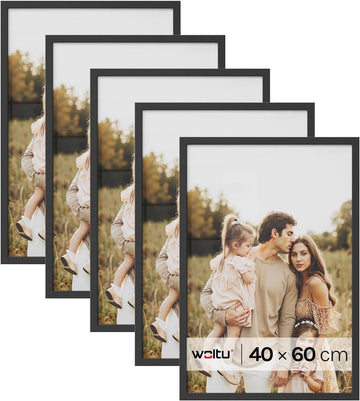 5-delige set fotolijsten met passe-partout | Zwart | 40x60 cm