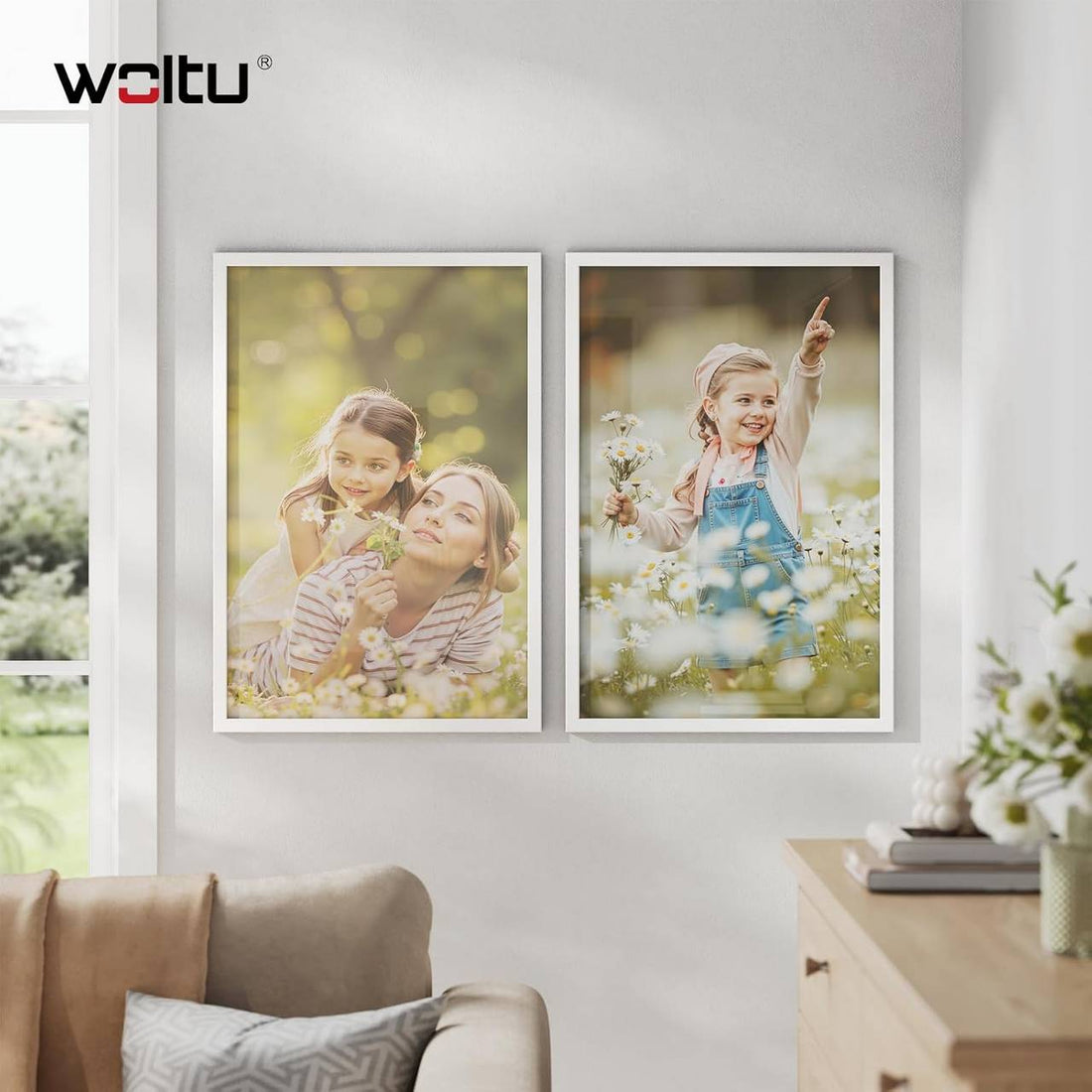 10-delat fotoramset med passepartout | Vit | 40x60 cm