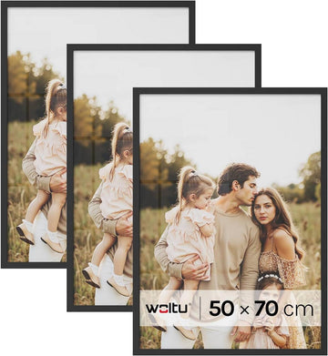 3-delige set fotolijsten met passe-partout | Zwart | 50x70 cm