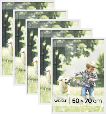 5-delige fotolijstset met passe-partout van MDF | Wit | 50x70 cm