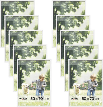 10-delige set fotolijsten met passe-partout | Wit | 50x70 cm