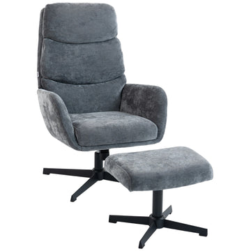 Relaxfauteuil met voetenbank en hoge rugleuning | Kleur: Grijs | Afmetingen: 75x66x99 cm