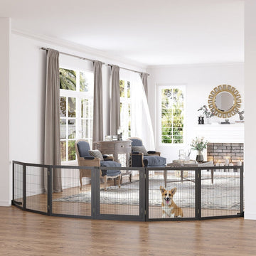 Hondenhek - Opvouwbare houten hondenbarrière | Kleur: Zwart | Afmetingen: 36x432x70 cm