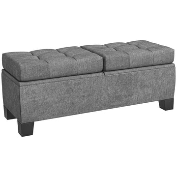 Opbergbank met Zitkussen en Opbergruimte | Kleur: Grijs | Afmetingen: 116x41x47 cm