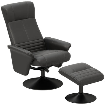 Relaxstoel met voetenbank - Gestoffeerde fauteuil | Kleur: Grijs | Afmetingen: 71x69x104 cm