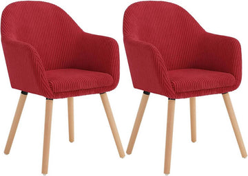 Eetkamerstoel met armleuningen van corduroy 2-delige set | Rood | 55,5x56,5x83,5 cm