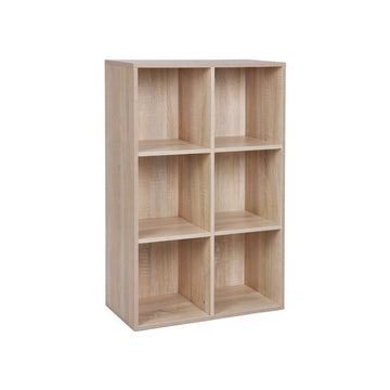 Boekenkast 6 vakken, wandmontage, licht eiken, 65,5 x 97,5 x 30 cm